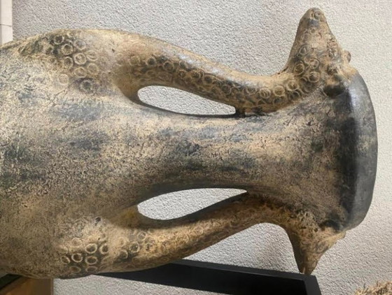 Image 1 of Vintage Handmade Vase With Giraffe Handles