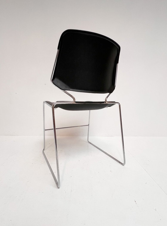 Image 1 of Set of 6 black Matrix Krueger chairs by Thomas Tolleson, 1970s