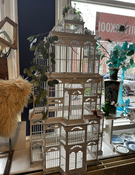 Image 1 of Eyecatcher one of kind Vintage wooden birdcage xl