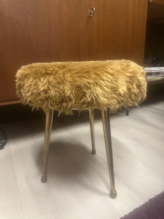 Image 1 of Sgabello vintage in pelliccia sintetica