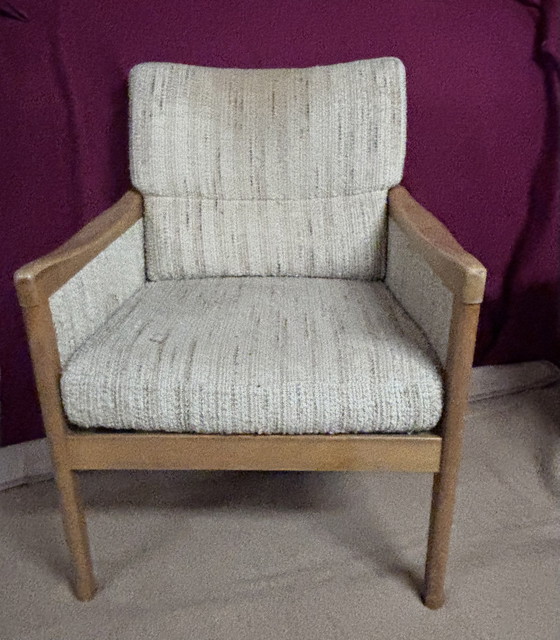 2 armchairs and 2 two-seater sofas in mid-century style – 2 seaters, Textile, Wood (photo 6 of 6)