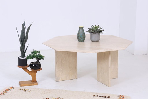 Wunderschöner Vintage Couchtisch aus Travertin | Mid Century Couchtisch Tisch Wohnzimmertisch 80er Jahre Retro Wohnzimmer #06-44