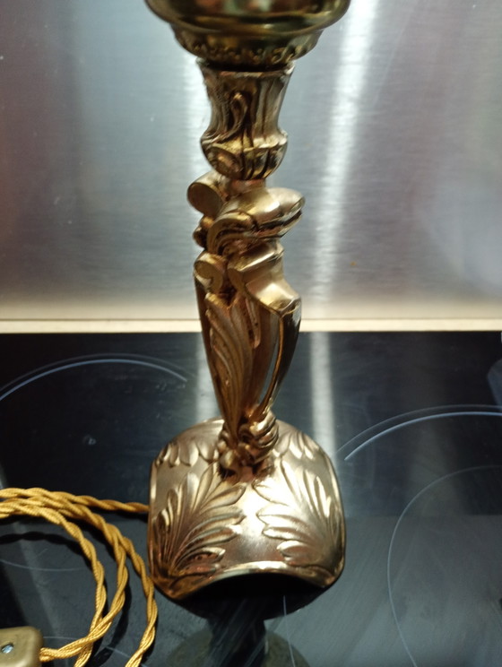 Image 1 of Stehlampe aus Bronze und Opalin