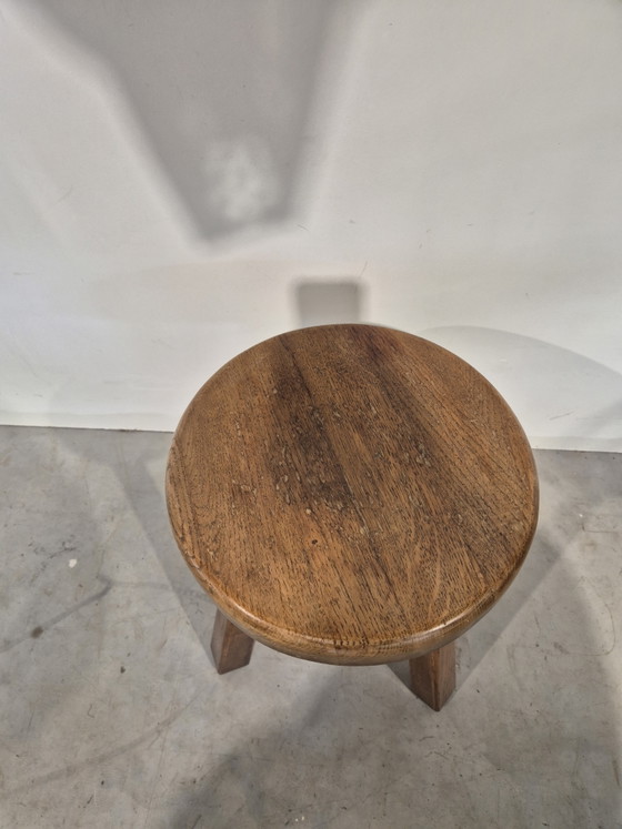 Image 1 of French solid wood 3-legged stool
