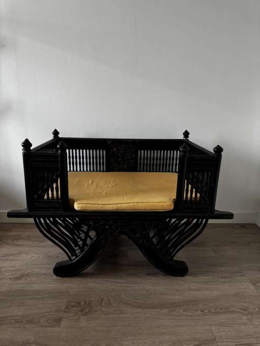 Antique Howdah chair from Thailand, stained teak