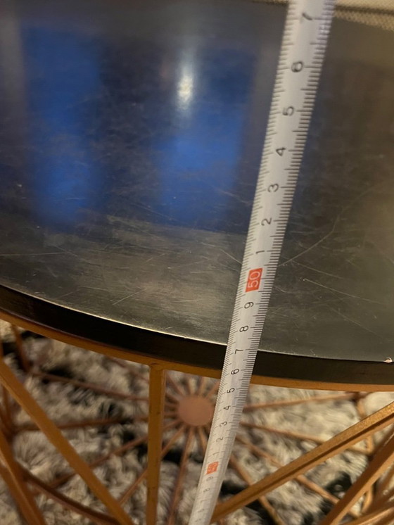 Image 1 of Set van 3 moderne bijzettafels met draadmand - koper met zwart