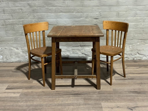 Authentique table de café des fermiers - 70 x 70 cm + 75 cm de hauteur