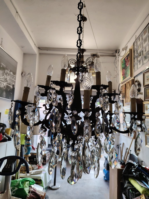 Kronleuchter aus Bronze und Glas aus Böhmen