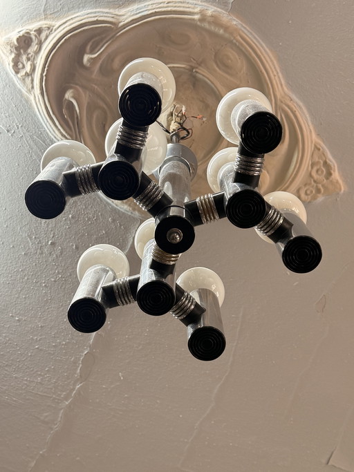 Italienischer Space Age Chrom-Kronleuchter di Targetti Sankey, 1970er Jahre