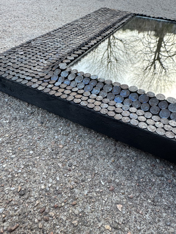 Image 1 of Brutalist style studded mirror from the 1950s