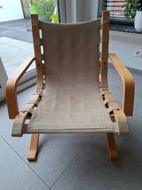 Poltrona lounge scandinava vintage + poggiapiedi anni 60/70 – Divani 2 posti, Textile, Wood (photo 18 of 22)