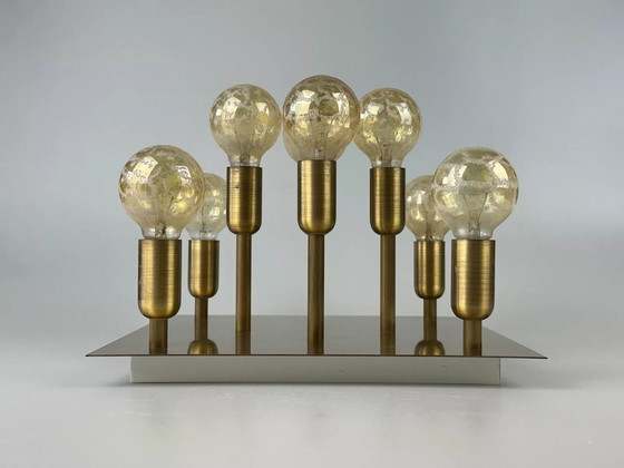 Image 1 of 60s 70s plafondlamp Sölken Leuchten Duitsland Design messing Space Age