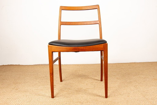 Set of 4 Danish chairs in teak and new leather, model 430 by Arne Vodder for Sibast, 1960.