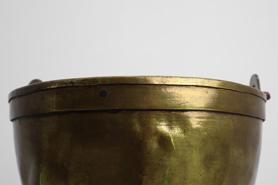 Image 1 of Gran tetera de cobre francesa de granja del siglo XIX con asa de hierro