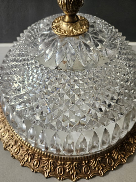 Plafoniera Vintage Hollywood Regency Vetro Cristallo & Ottone – Plafoniere, Brass, Glass (photo 3 of 6)