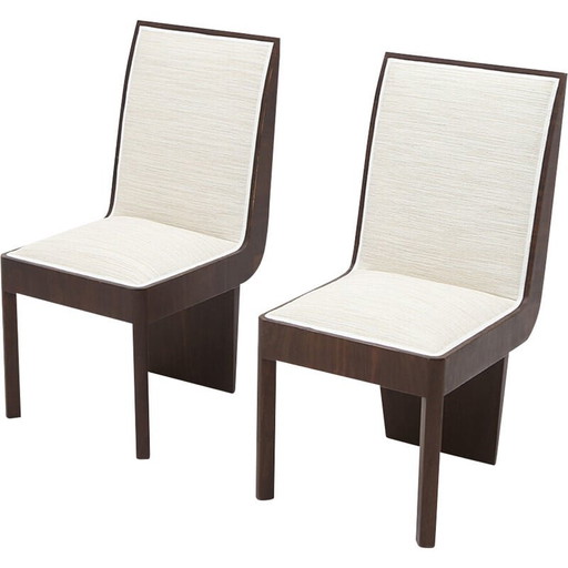 Paire de chaises vintage en bruyère et tissu, années 1940