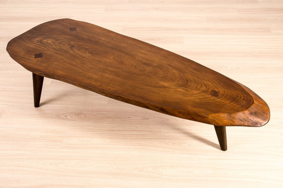 Brutalist Solid Oak Slab Coffee Table, Central Europe, 1960s–1970s – Wood (photo 3 of 9)