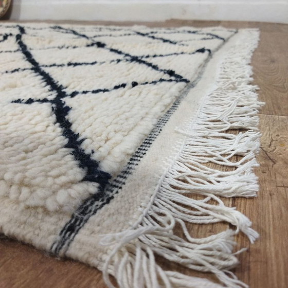 Image 1 of Authentiek Beni Ourain tapijt 200 x 133 cm – Handgemaakt Marokkaans wollen tapijt