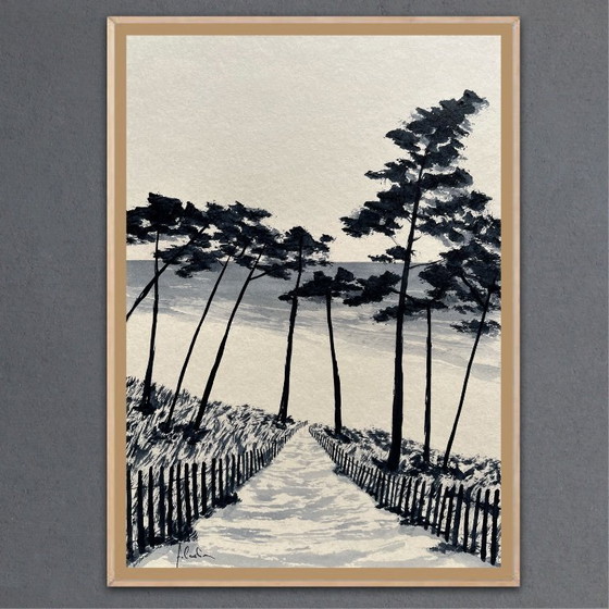 Image 1 of Inchiostro su carta, incorniciato. 30x21cm.