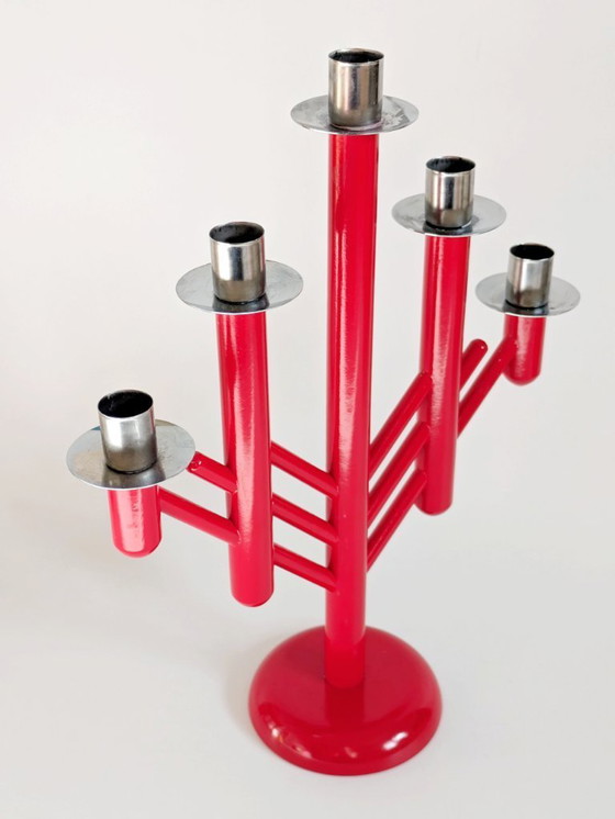 Image 1 of Vintage Aarikka Finland Rapsodia Red Candelabra | 1980s Scandinavian Design