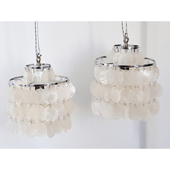 Image 1 of Chandelier vintage en nacre - années 1960