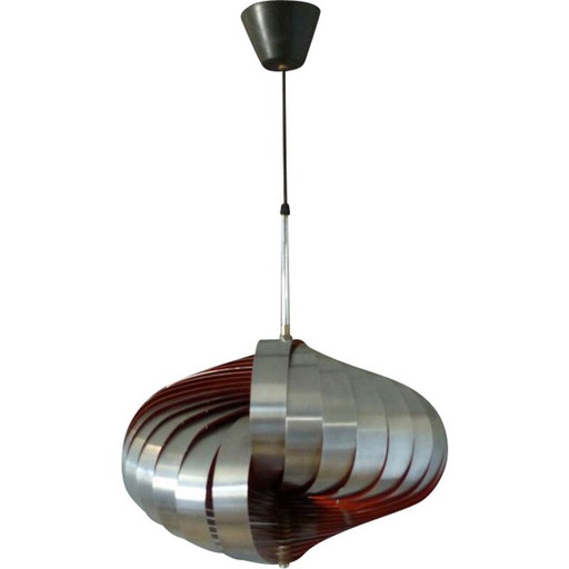 Vintage spiral pendant lamp by Henri Mathieu for Lyfa Français, 1965
