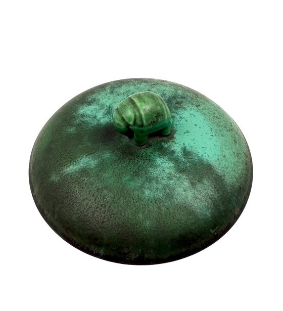 Image 1 of Art deco cuenco de cerámica verde / vide poche, Angelo Biancini, Società Ceramica Italiana, Laveno Italia 1930s