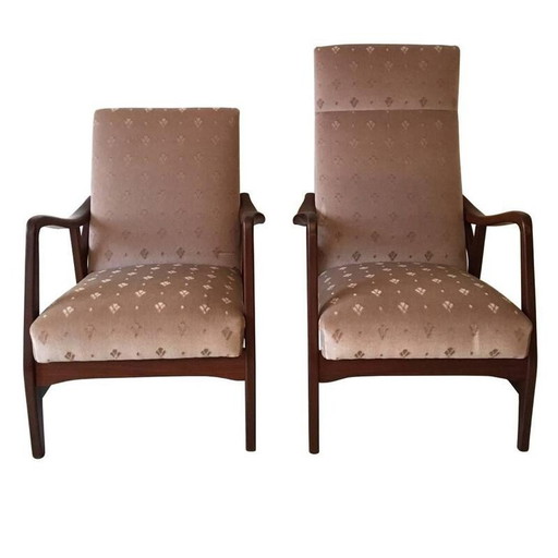 Paire de fauteuils vintage en teck de forme organique, Pays-Bas 1950