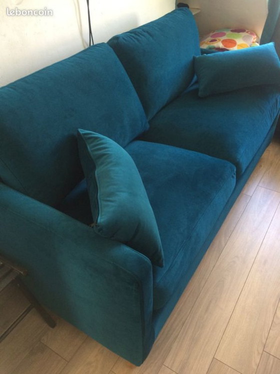 Image 1 of MdM 3-zitsbank van blauw fluweel