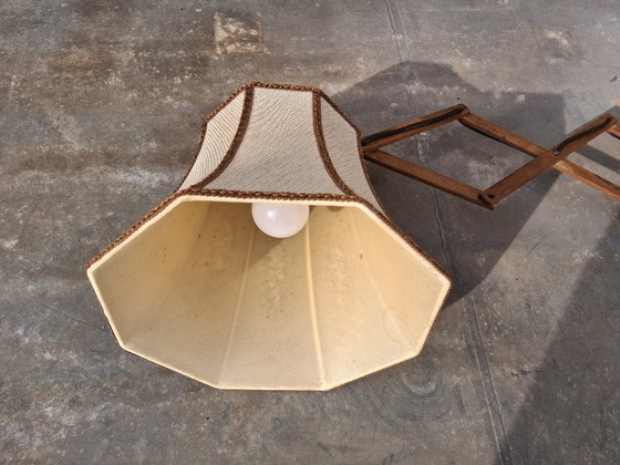 Image 1 of Lámpara de tijera de madera de teca, 1950