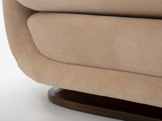 Image 1 of Isa Bergamo large Art Deco walnut mohair velvet sofa 1940s