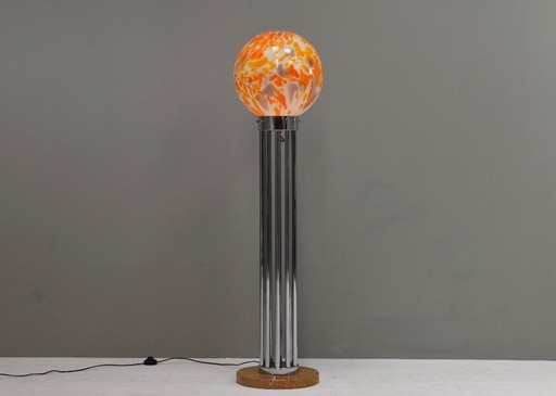 Goffredo Reggiani Vloerlamp in Muranoglas, Marmer en Chroom – Italië, Jaren 70