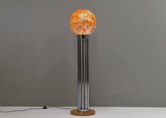 Image 1 of Goffredo Reggiani Lámpara de pie en cristal de Murano, mármol y cromo - Italia, 1970s