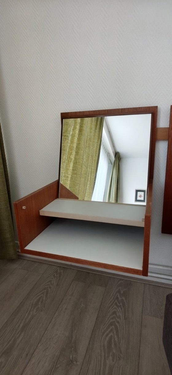 Mooie Pastoe set bed achterwand met zwevend kaptafeltje en ladekastje Japanse Serie Cees Braakman 1958 type (photo 2 of 5)