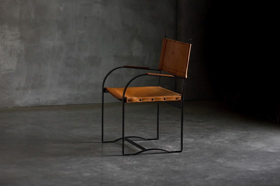 Image 1 of Cognacbruine leren fauteuil, België, jaren 60