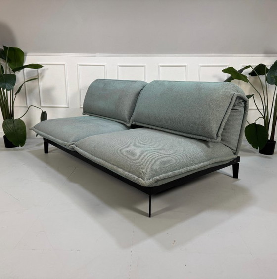 Image 1 of Rolf Benz Nova Designer Sofa Sleeping Function Fabric Green Blue Couch
