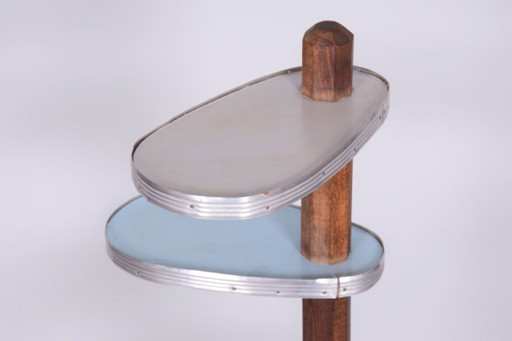 Soporte para flores restaurado de mediados de siglo, madera de haya, Umakart, aluminio, checo, década de 1950. (photo 2 of 8)