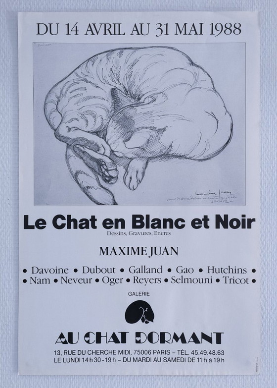 Image 1 of Manifesto della mostra "Il gatto bianco e nero", Parigi 1988