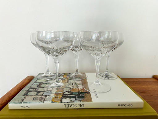 5x coppe da champagne / bicchieri in cristallo a forma di stella