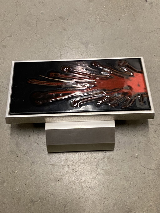 Vintage Belgium Ceramic Amphora stainless steel door handle