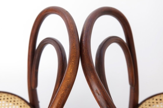 Ensemble de 6 chaises de salle à manger autrichiennes vintage en bois courbé, assises en hêtre foncé et (photo 7 of 11)