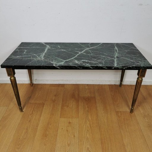 Hollywood Regency, Vintage Coffee Table With Marble Top