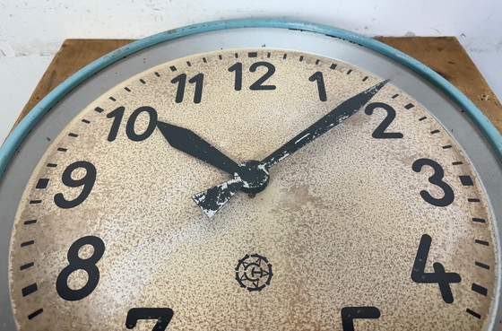 Image 1 of Gran reloj de pared industrial azul de Chronotechna, década de 1950