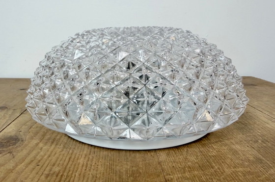 Vintage glazen wand- of plafondlamp uit de jaren 70. – Wandlampen, Glass, Metal (photo 3 of 15)