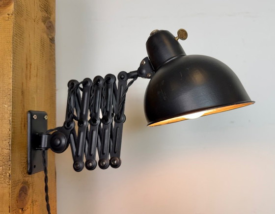 Image 1 of Black Industrial Bauhaus Scissor Wall Lamp from Kaiser Idell, 1930s