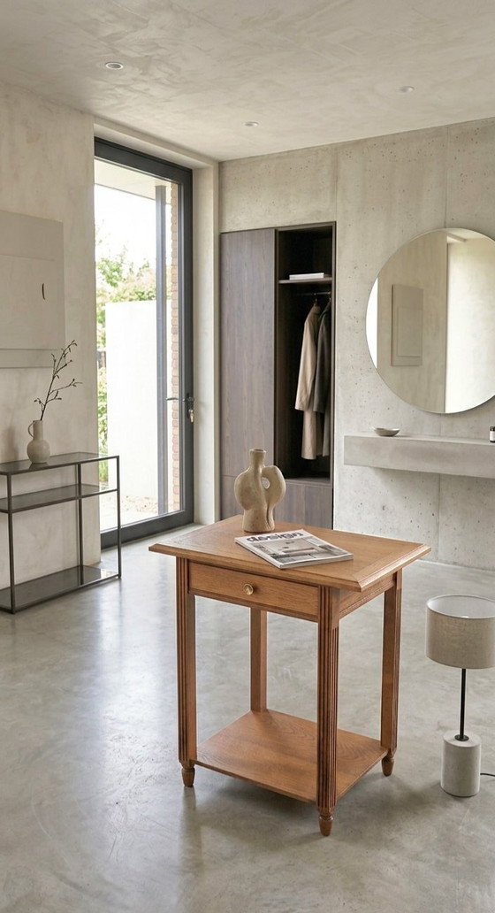 Image 1 of Oak side table – Architectural lines, modernist spirit 1940