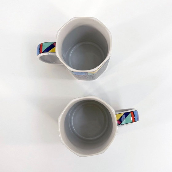 Image 1 of Pair of Big Mugs Scenario Metropol by Barbara Brenner for Rosenthal, 1990s