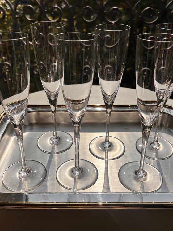 Image 1 of Baccarat Dom Perignon crystal Flutes Baccarat 6p. 