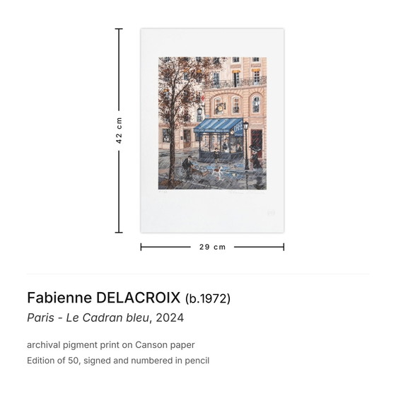 Image 1 of Fabienne DELACROIX Paris - Le Cadran bleu Impresión pigmentada de archivo firmada 2024