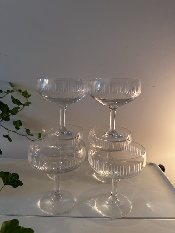 Image 1 of Set Of 6 Vintage Crystal Coupe Champagne Glasses